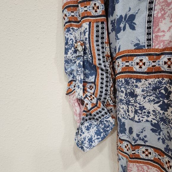 Daniel Rainn Gilligan Patchwork Pintuck Tunic Top Multi 3/4 Sleeve Size Medium - Picture 7 of 10